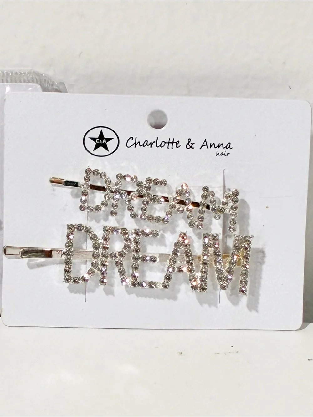 Silver Tone Rhinestone Sweet Dream Hair Clips NEW